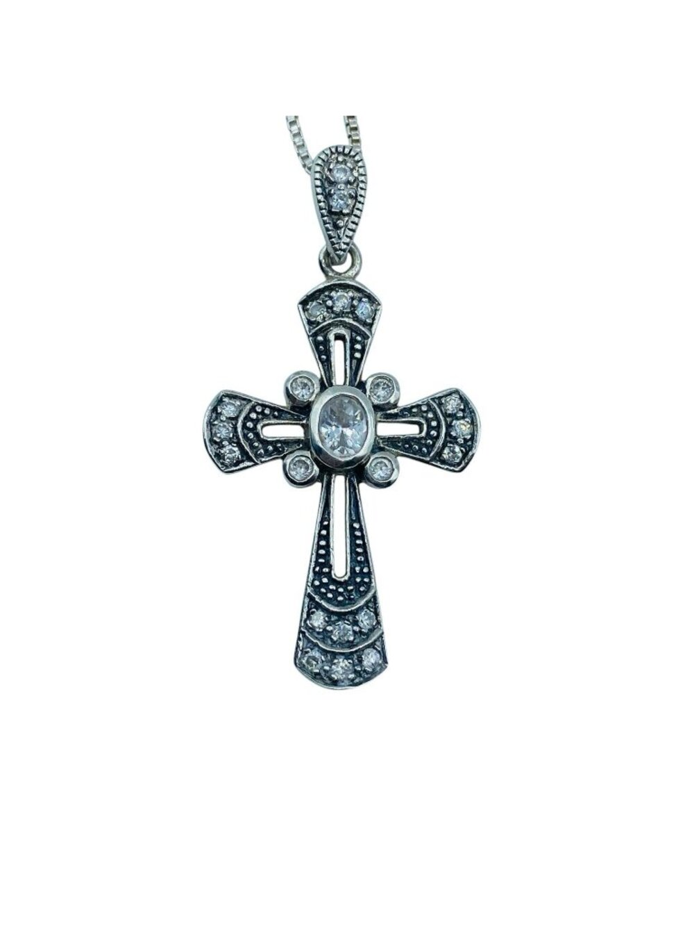 ATI Annika Witt Sterling Silver 925 Cross Pendant Necklace Sparkling Gemstones
